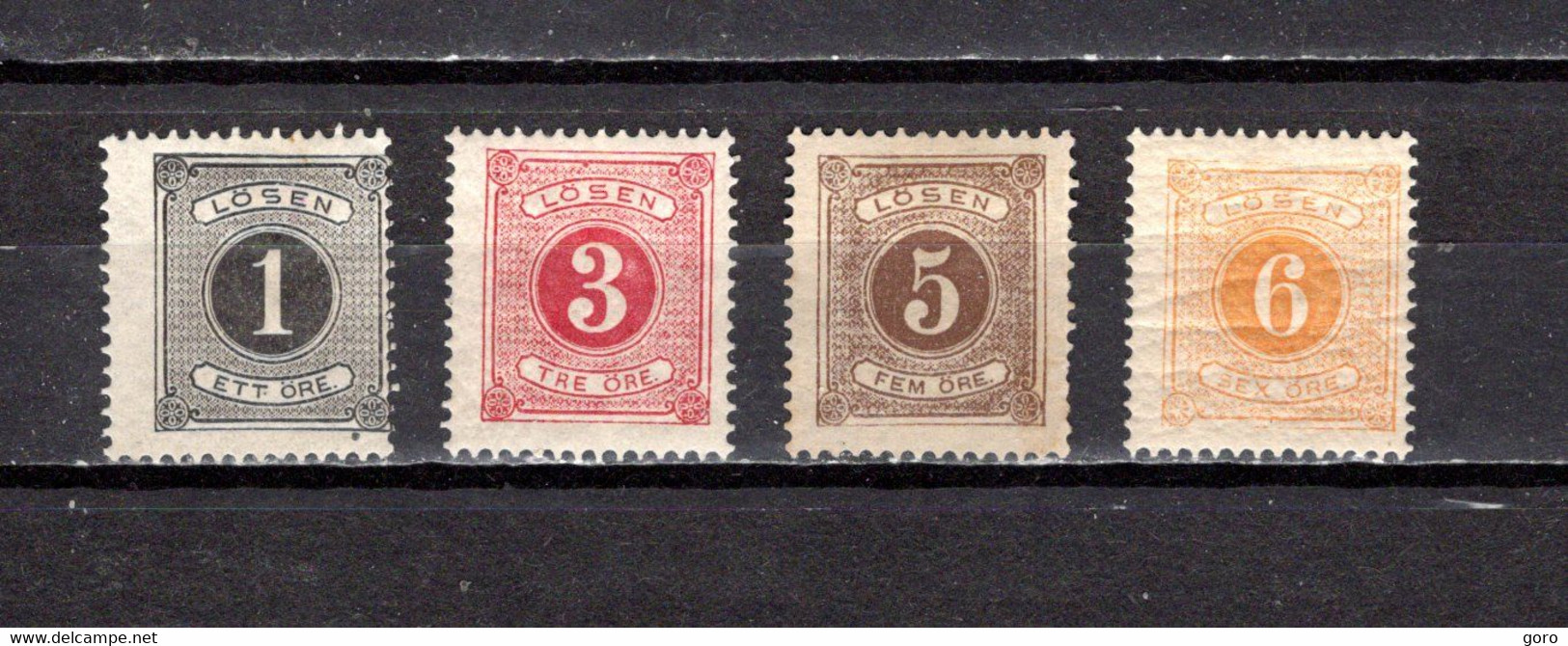 Suecia   1874  .-   Y&T  Nº    1/4    Taxa   (b) - Steuermarken