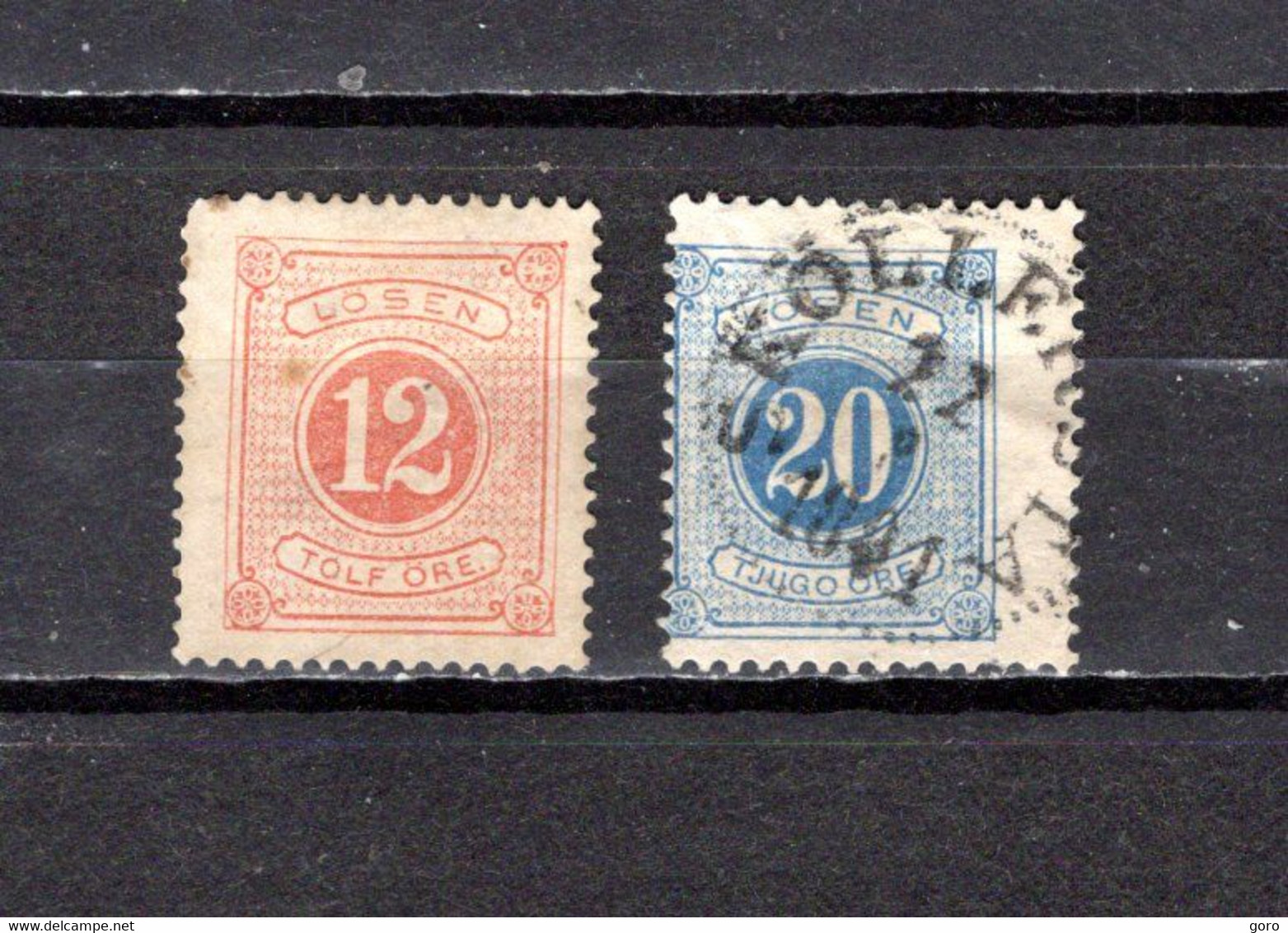 Suecia   1874  .-   Y&T  Nº    5/6    Taxa   (b) - Revenue Stamps
