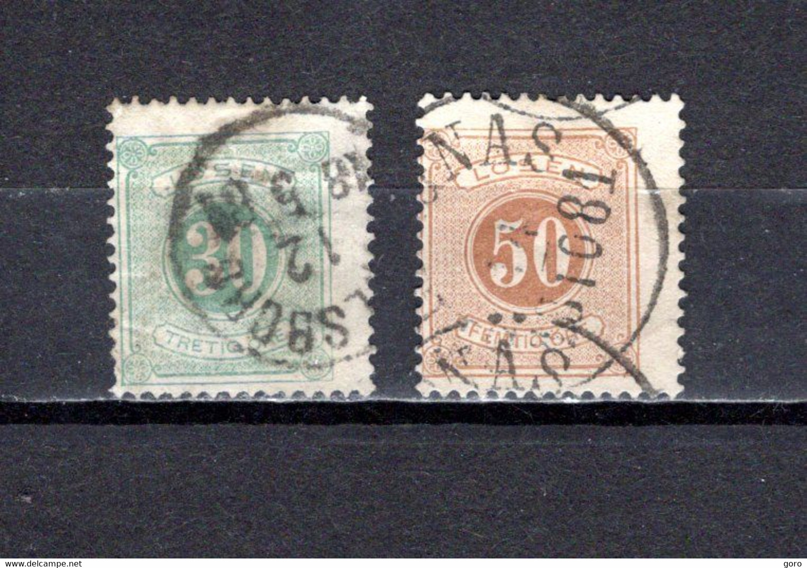 Suecia   1874  .-   Y&T  Nº    8/9    Taxa   (a) - Steuermarken