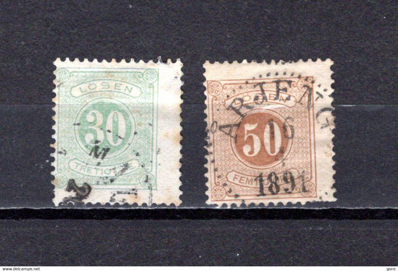 Suecia   1874  .-   Y&T  Nº    8/9    Taxa   (b) - Revenue Stamps