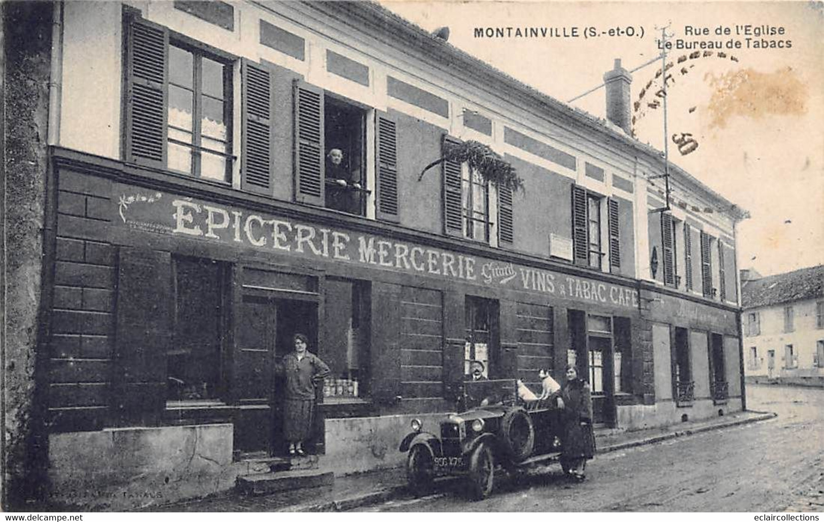 Montainville       78          Rue De L'église. Le Bureau De Tabacs. Epicerie. Mercerie. Voiture Ancienne  ( Voir Scan) - Autres & Non Classés