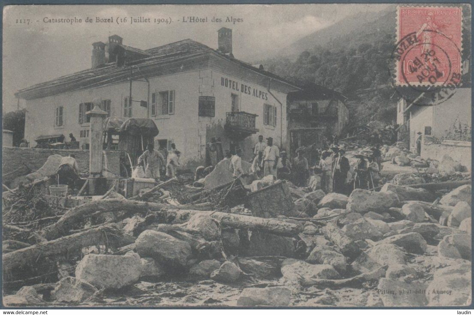 Catastrophe De Bozel , 16 Juillet 1904 , L' Hotel Des Alpes , Animée - Bozel