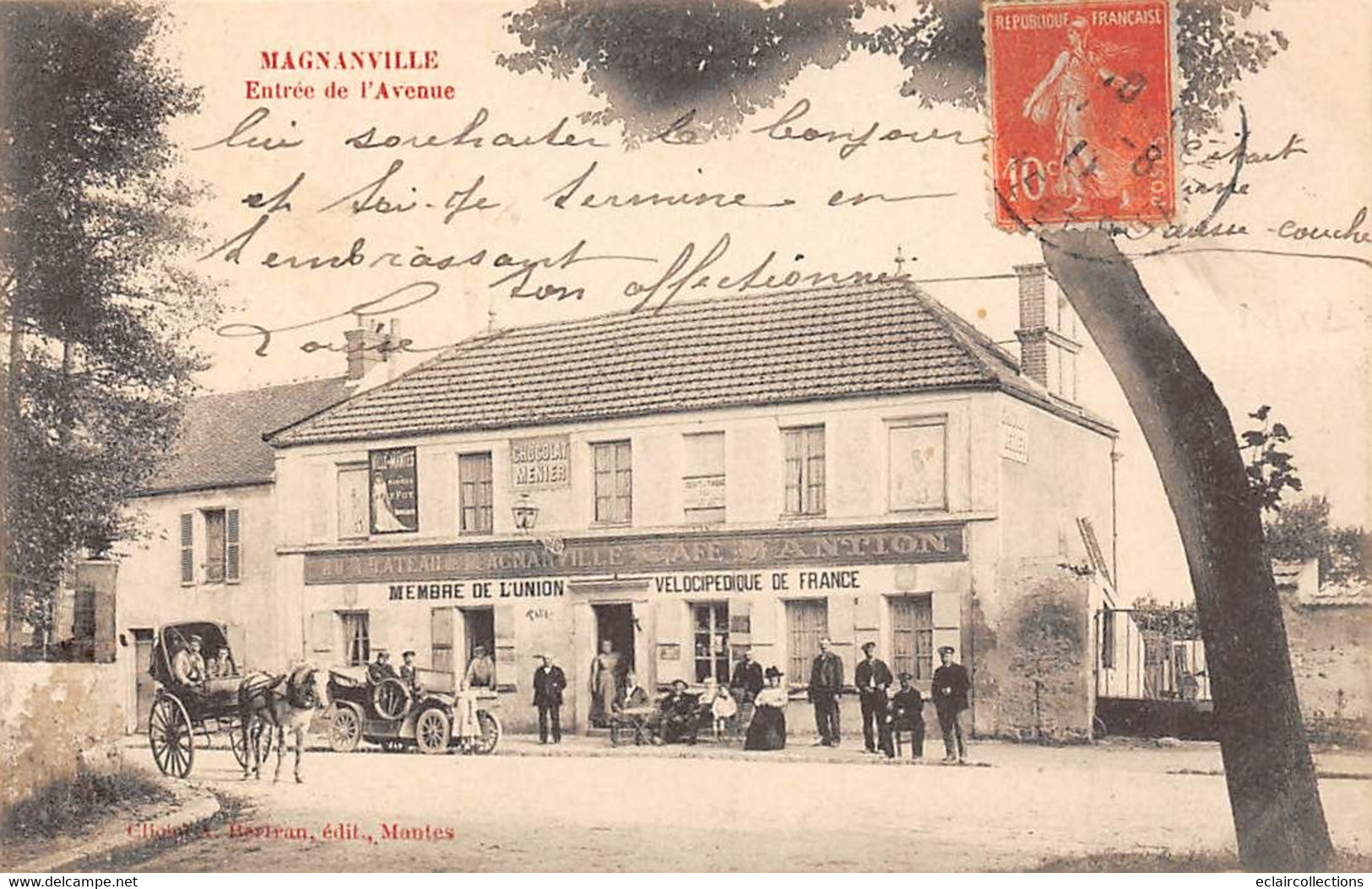 Magnanville         78         Entrée De L'Avenue . Café Mantion Membre Union Vélocipédique De France      ( Voir Scan) - Autres & Non Classés