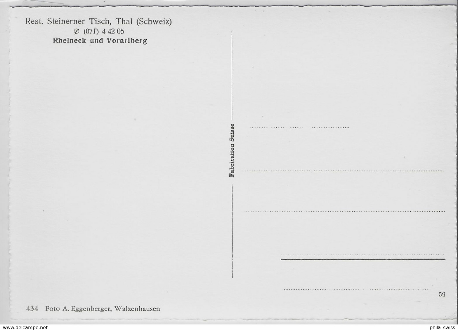 Rest. Steinerner Tisch Thal Rheineck Und Vorarlberg - Rheineck