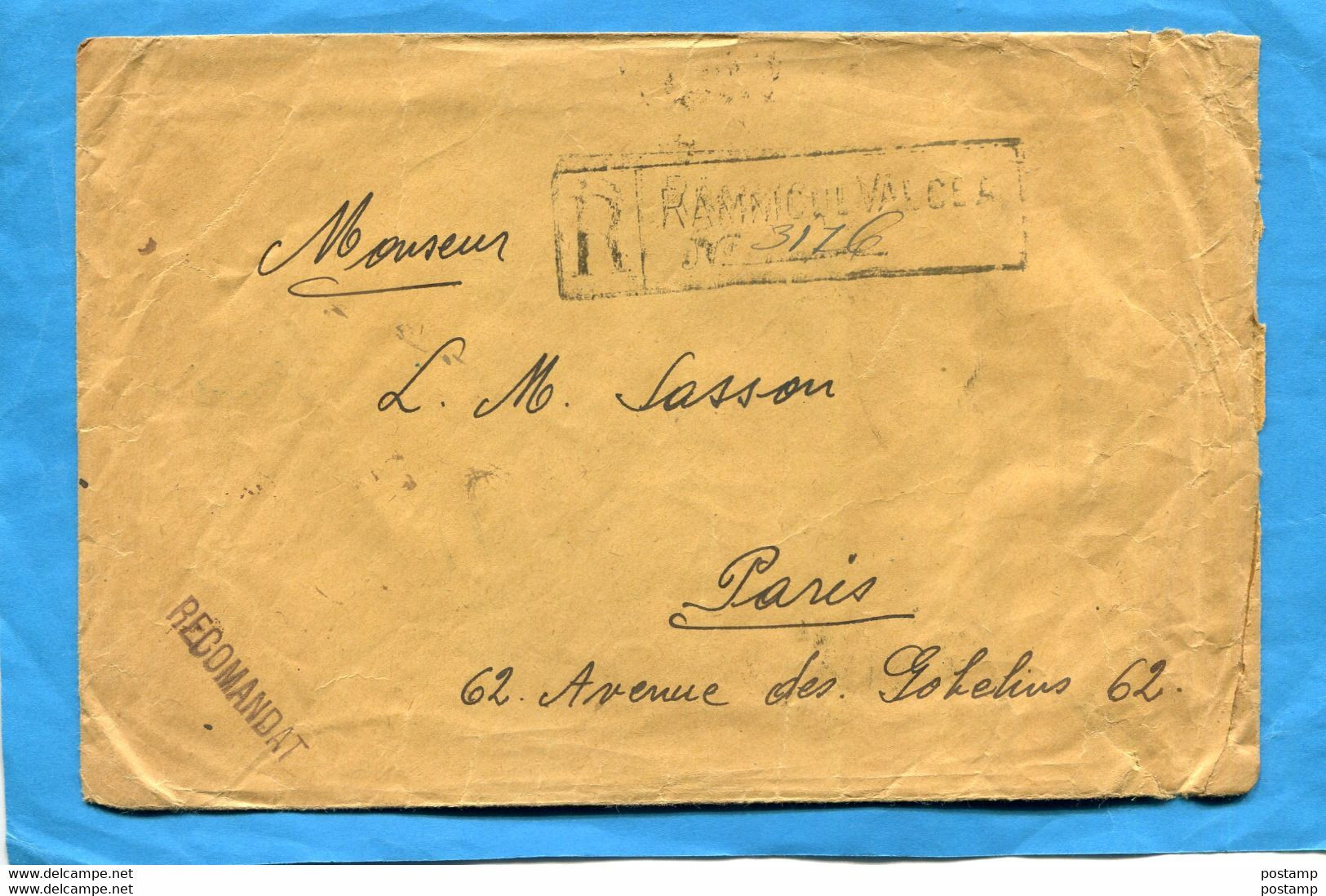 MARCOPHILIE-ROUMANIE--Lettre Recommandée Cad R VALOCEA  1922 -Affranchissement 12 Timbres Verso - Poststempel (Marcophilie)