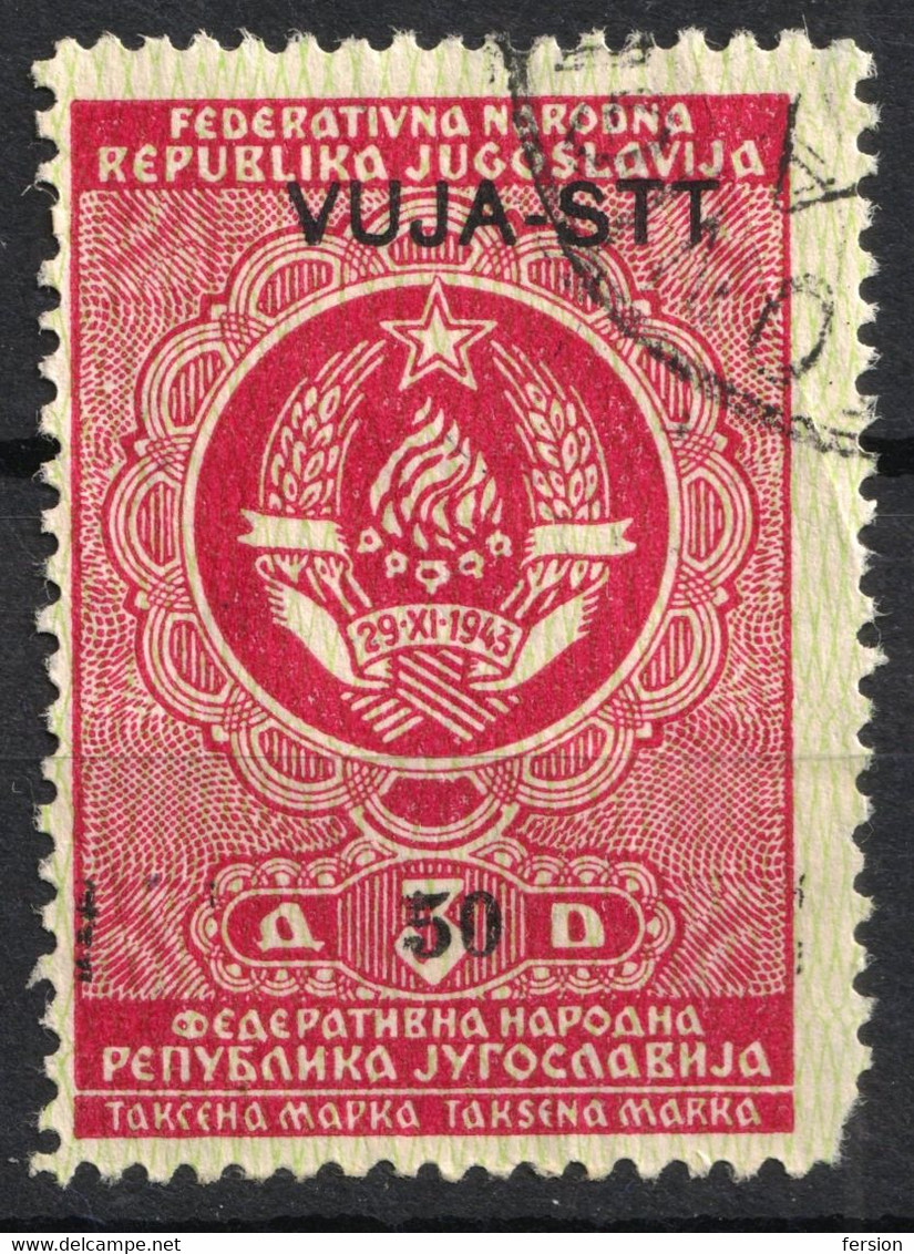 Revenue Tax TRIESTE Zone B STT VUJNA VUJA 1948 1954 Yugoslavia Italy - Overprint USED 30/3 Din / Cat. BAREFOOT No. 41 - Gebraucht