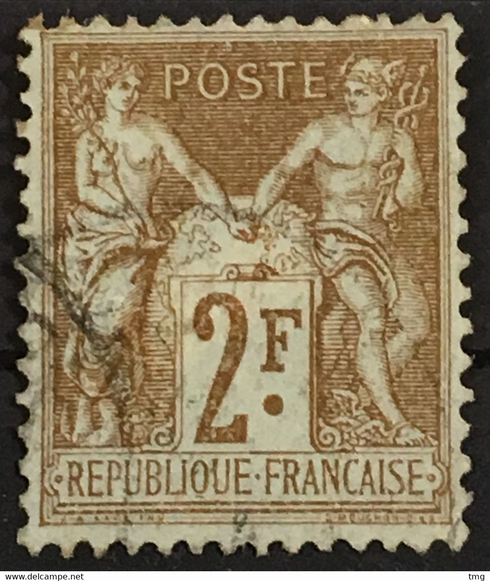 YT 105 (°) 1898-1900 Paix Et Commerce SAGE (type III) 2F Bistre (côte 50 Euros) – B2otti - 1898-1900 Sage (Type III)