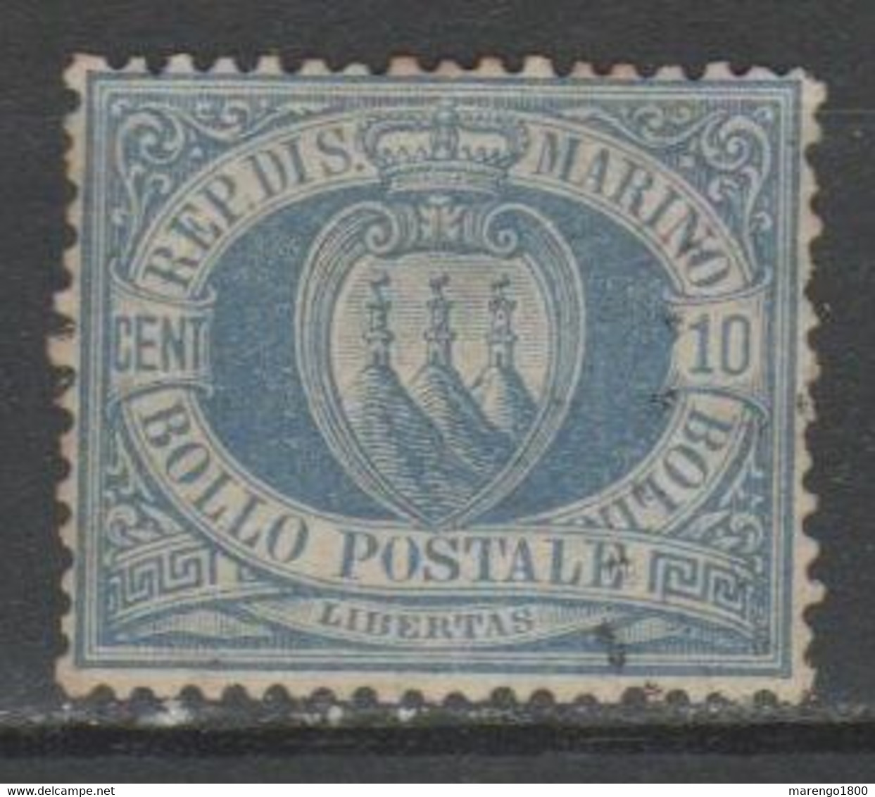 San Marino 1877 - Stemma 10 C.         (g6960) - Oblitérés