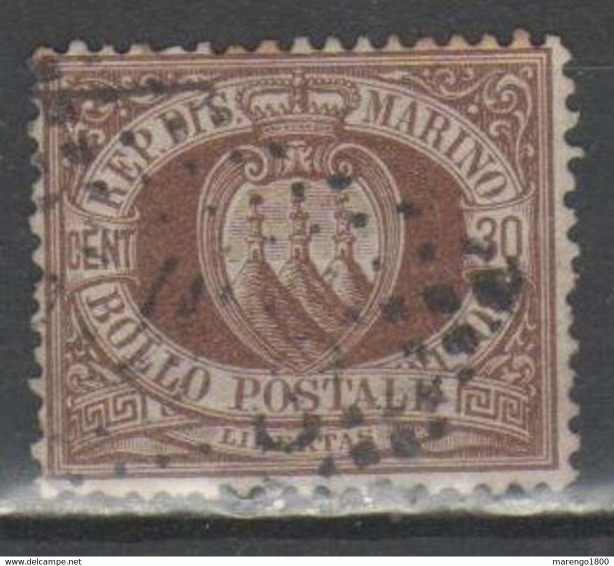 San Marino 1877 - Stemma 30 C.         (g6963) - Oblitérés