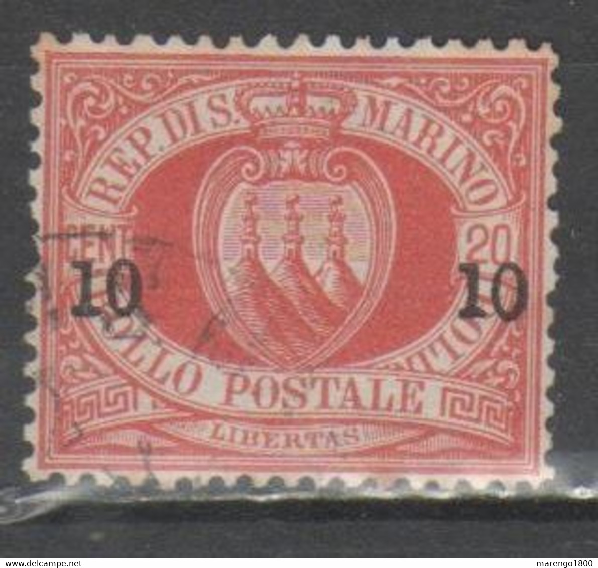 San Marino 1892 - Stemma 10 Su 20 C. (Sassone 11)         (g6968) - Oblitérés