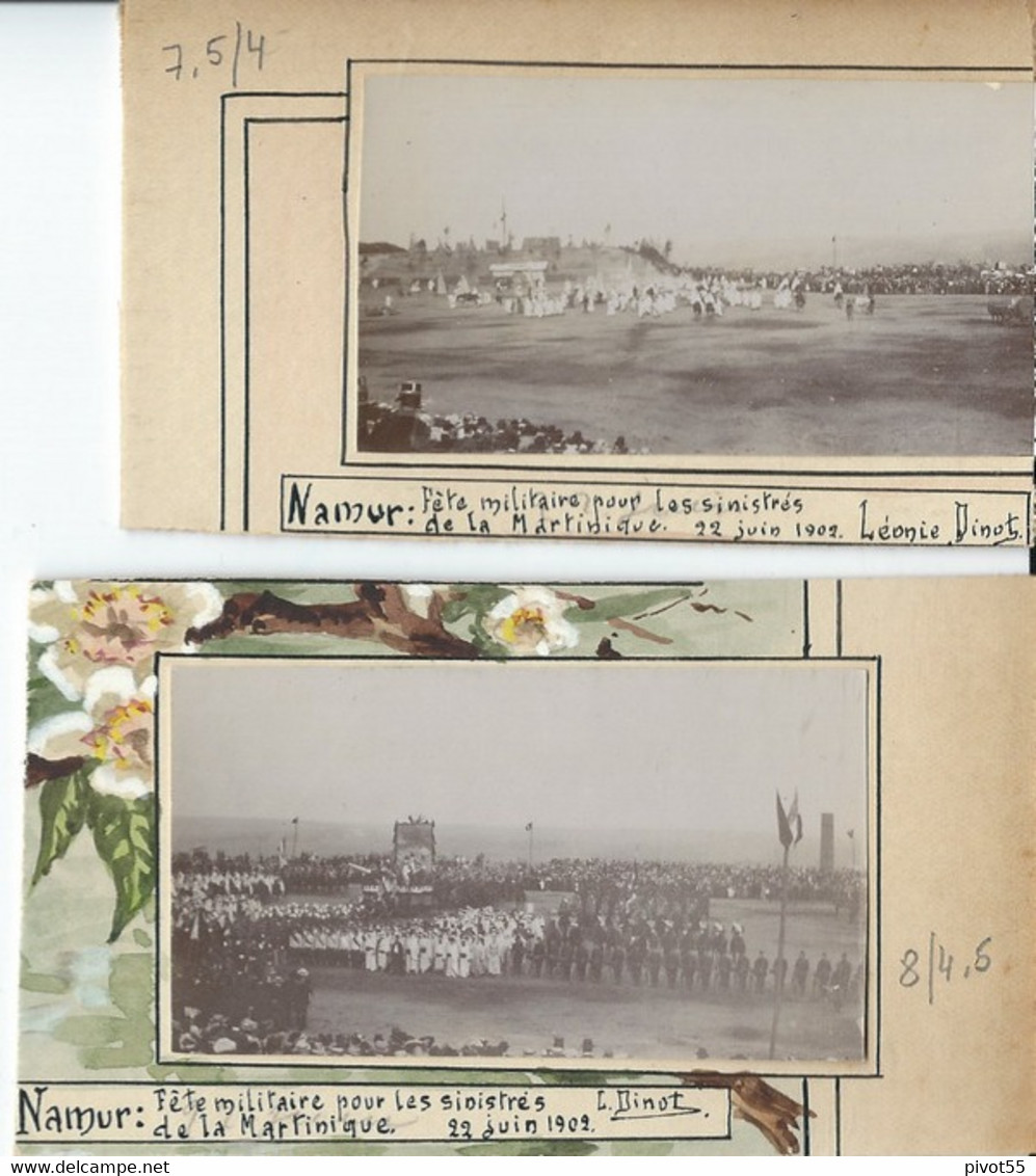 Namur  Fête Militaire Pour Les Sinistrés De La Martinique 22 Juin 1902  2 Photos Sur Carton - Namur