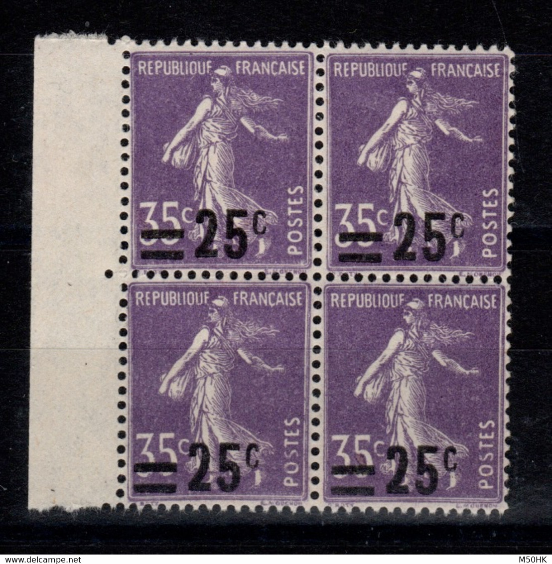 Variete - YV 218 N** Surcharge Décalée Au Sud, Bloc De 4 BdF - Unused Stamps