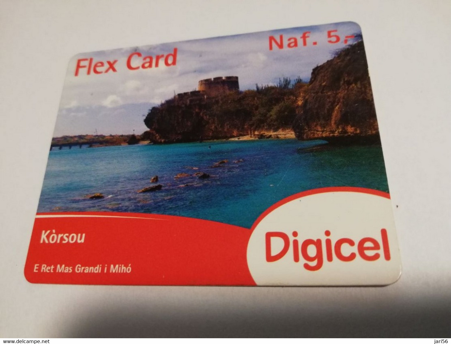CURACAO NAF 5,- DIGICEL FLEX CARD  SEA SIGHT   CURACAO  (ROUND CORNERS)   16/12/2014   ** 4266** - Antilles (Netherlands)
