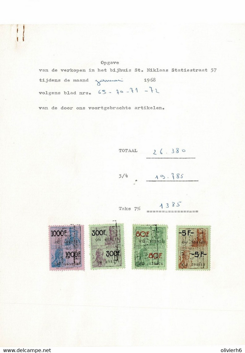 TIMBRES (V2030) TIMBRES FISCAUX (1 Vue) 1000f 300f 80f 5f Sur Document A4 - 1385 FB - Documents