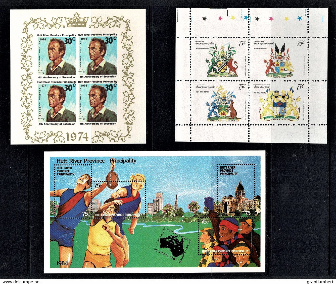 Hutt River Province 1974 Secession, 1982 Arms, 1984 Ausipex Minisheets MNH - Cinderella