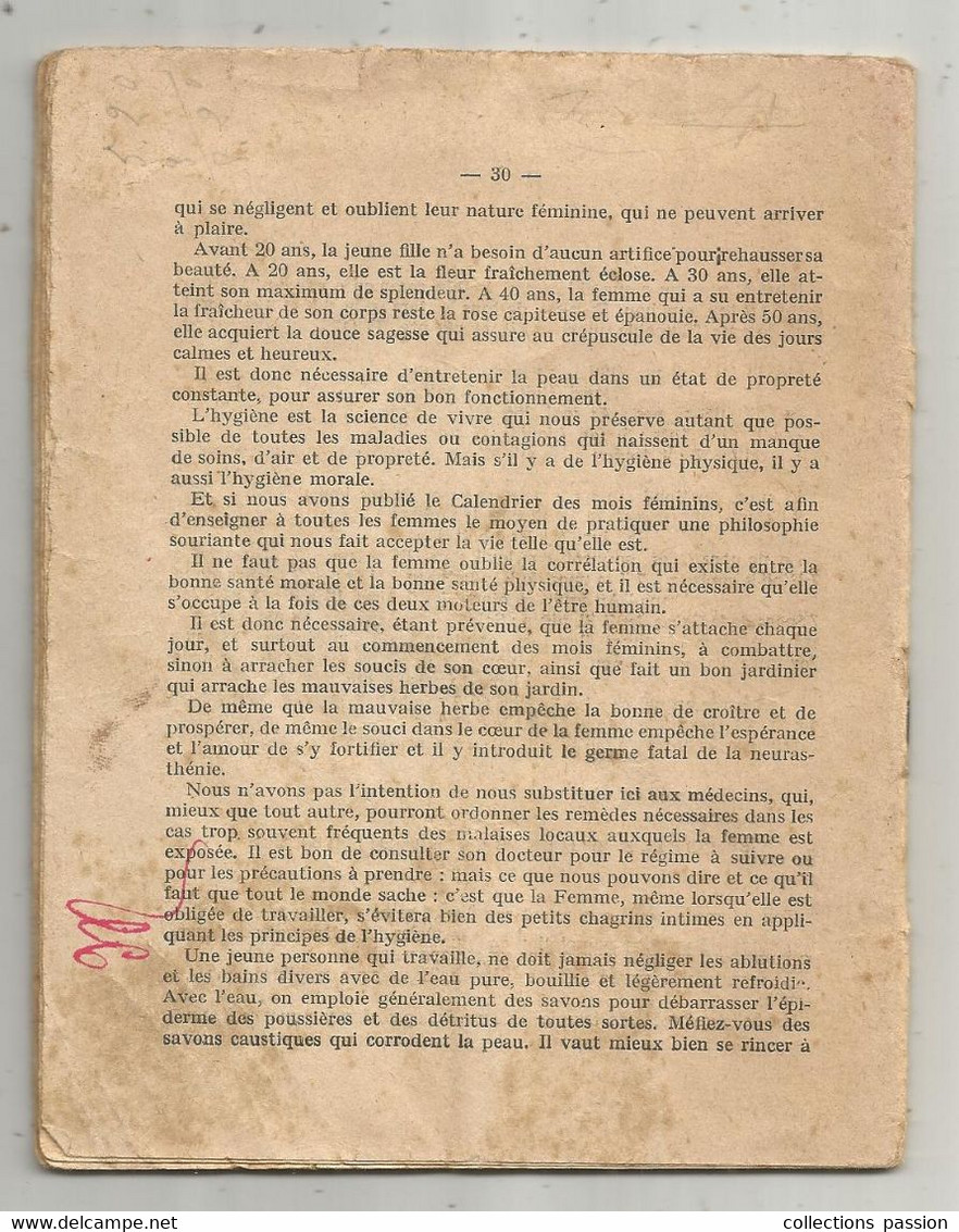 LES MOIS FEMININS , présage pour chacun des 365 jours de l'année ,30 pages , sans couverture ,  7 scans, frais fr 2.45 €