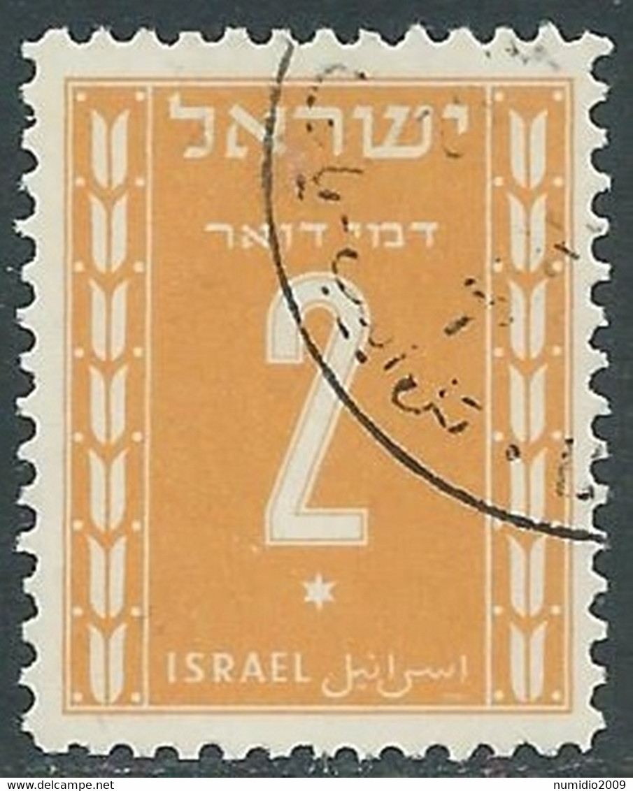 1949 ISRAELE SEGNATASSE USATO CIFRA 2 P - RD42-8 - Postage Due