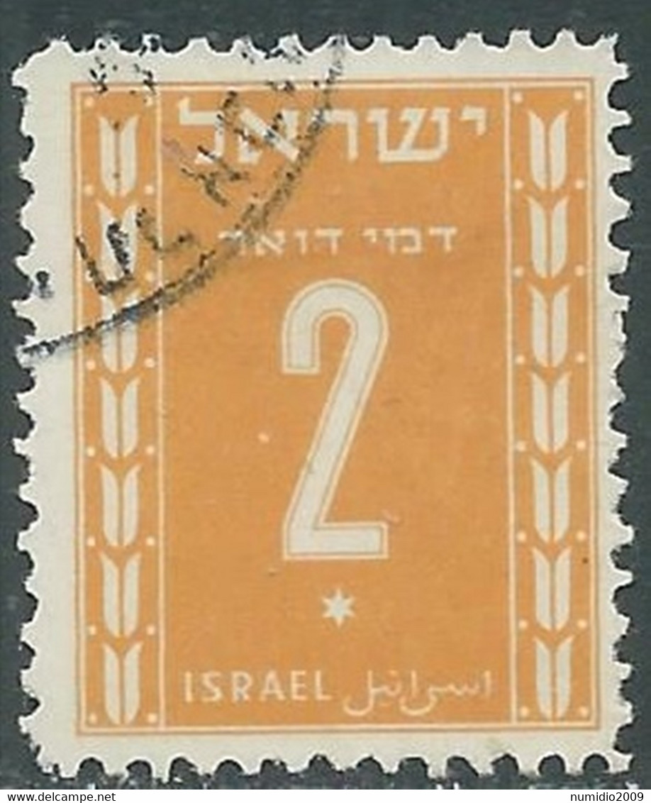 1949 ISRAELE SEGNATASSE USATO CIFRA 2 P - RD42-9 - Timbres-taxe