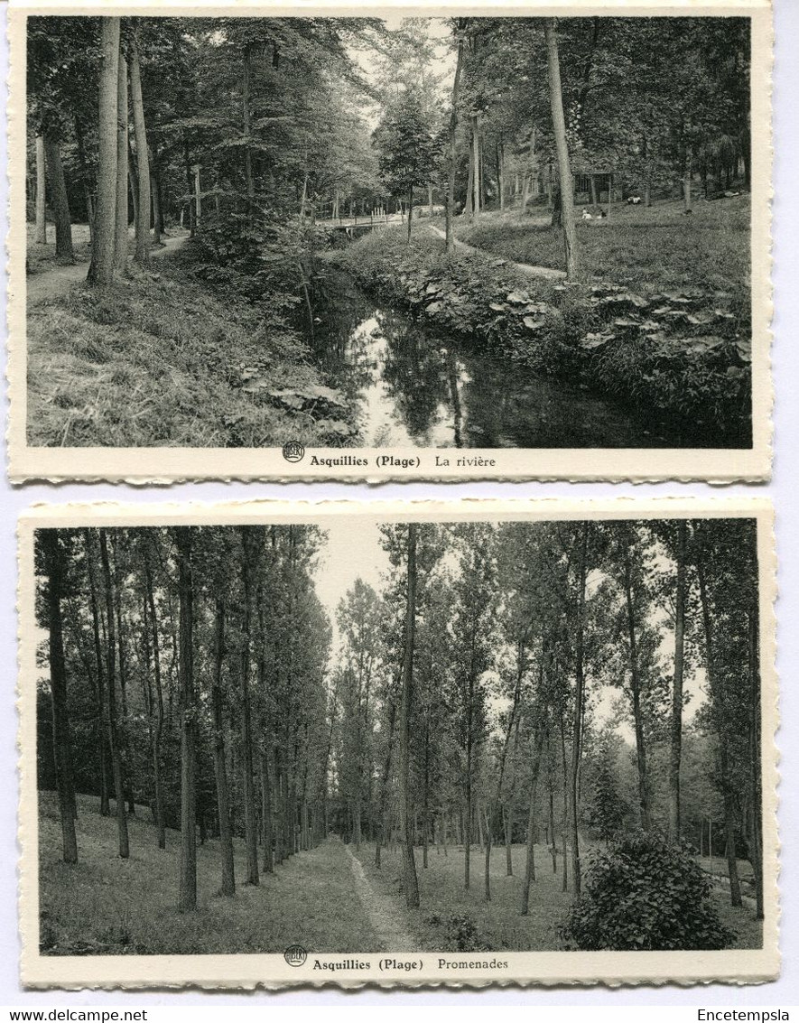 CPA - 2 Cartes Postales - Belgique - Asquillies (Plage) - La Rivière - Promenade (DG15475) - Quévy