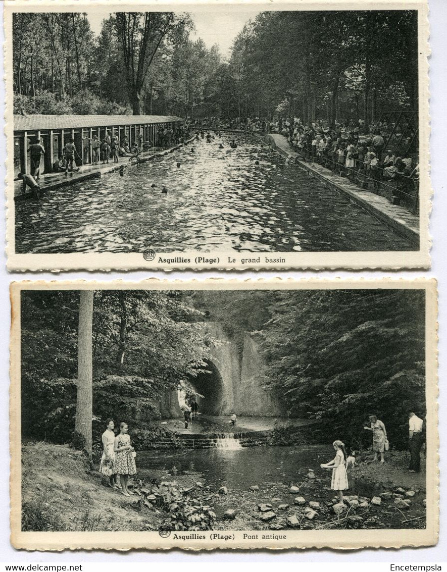 CPA - 2 Cartes Postales - Belgique - Asquillies (Plage) - Pont Antique - Le Grand Bassin (DG15476) - Quévy