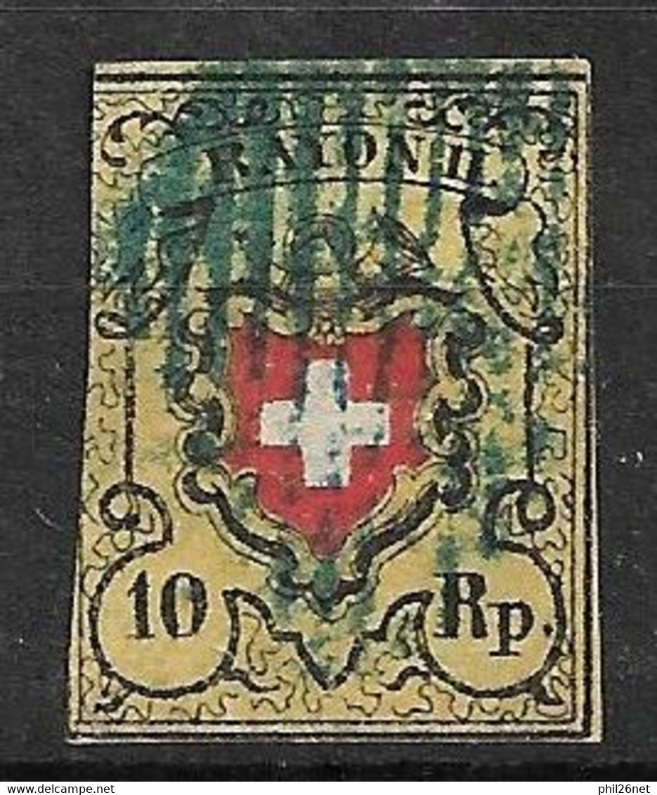 CH   Suisse  N° 15 Rayon  I I  Oblitéré       AB / B   Aspect   B/TB     - 1843-1852 Kantonalmarken Und Bundesmarken