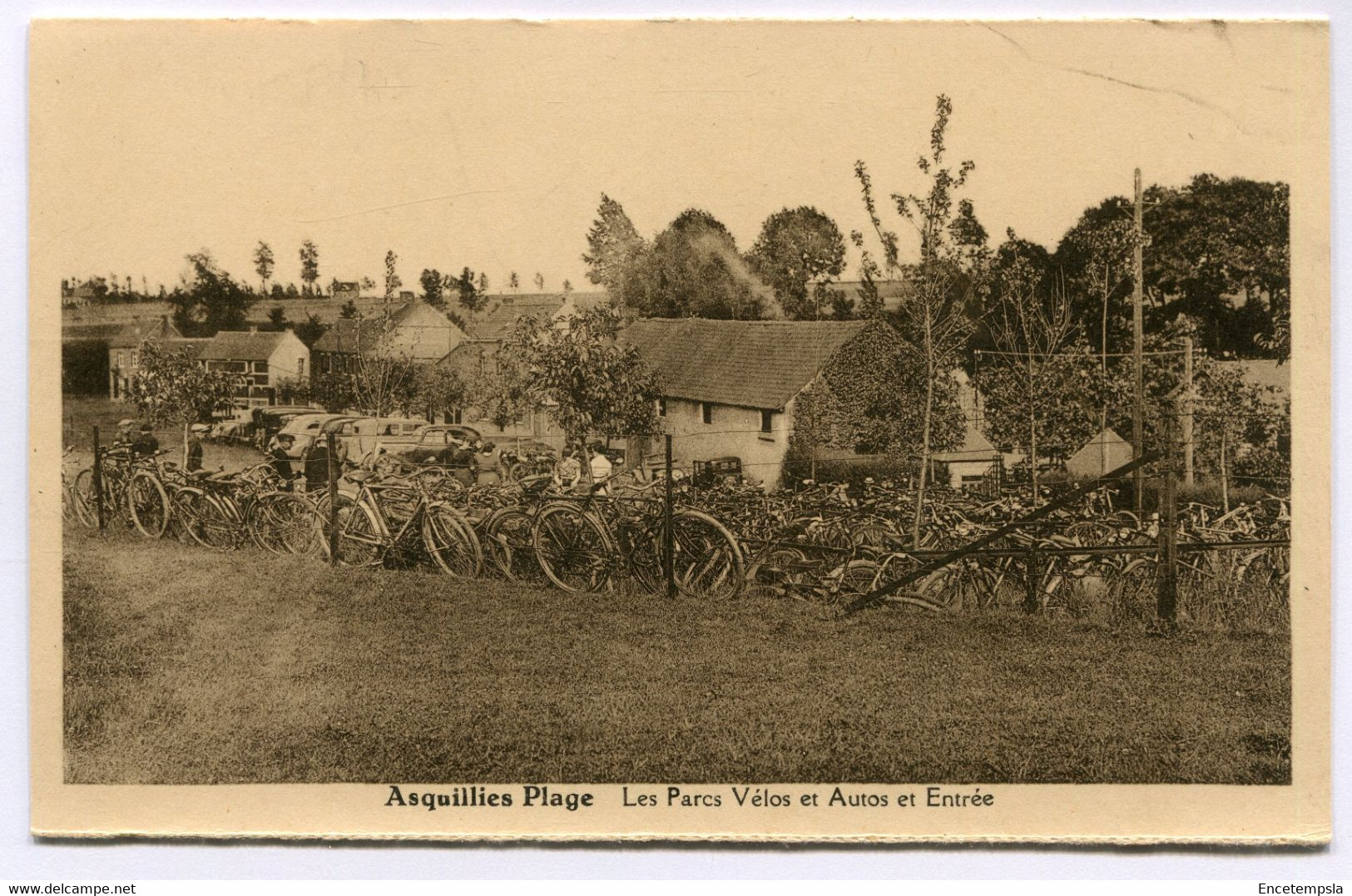 CPA - Carte Postale - Belgique - Asquillies Plage - Les Parcs à Vélos Et Autos Et Entrée (DG15482) - Quevy