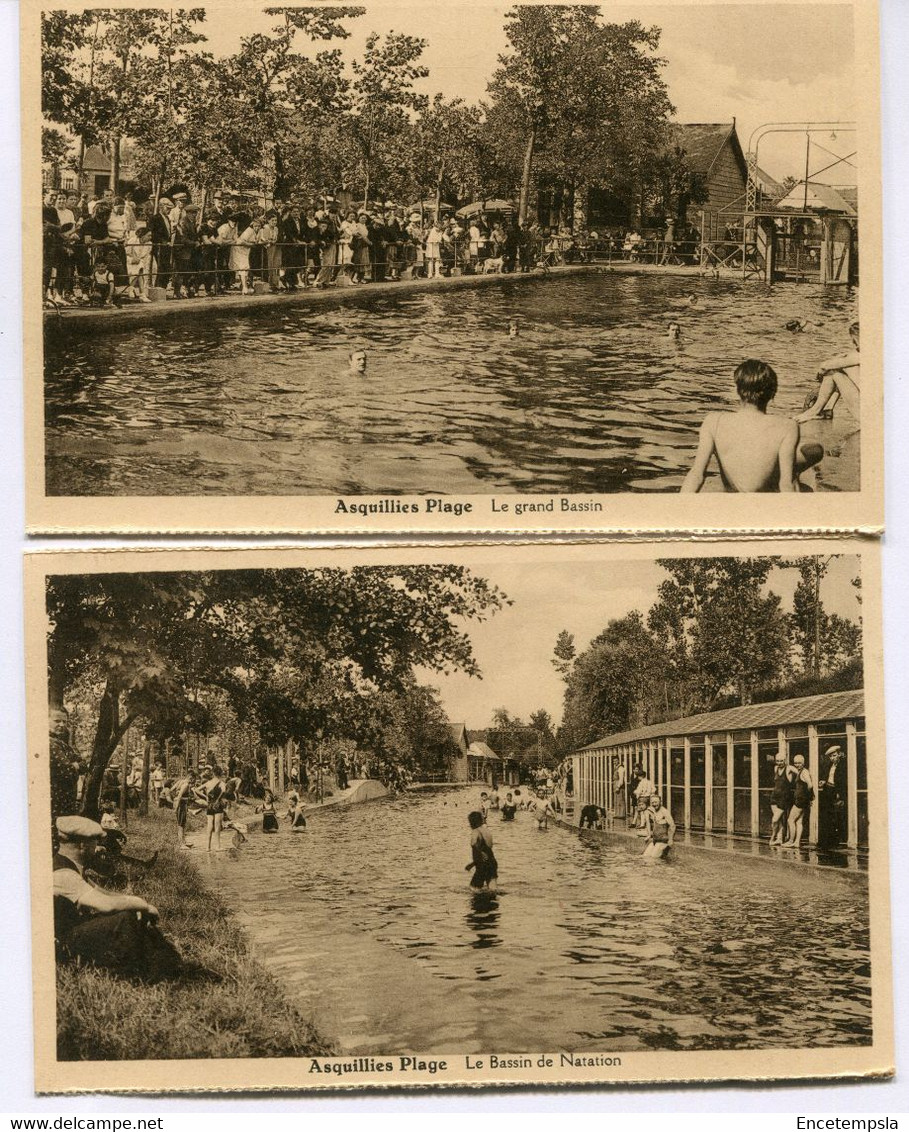 CPA - 2 Cartes Postales - Belgique - Asquillies Plage - Le Grand Bassin - Le Bassin De Natation  (DG15483) - Quévy