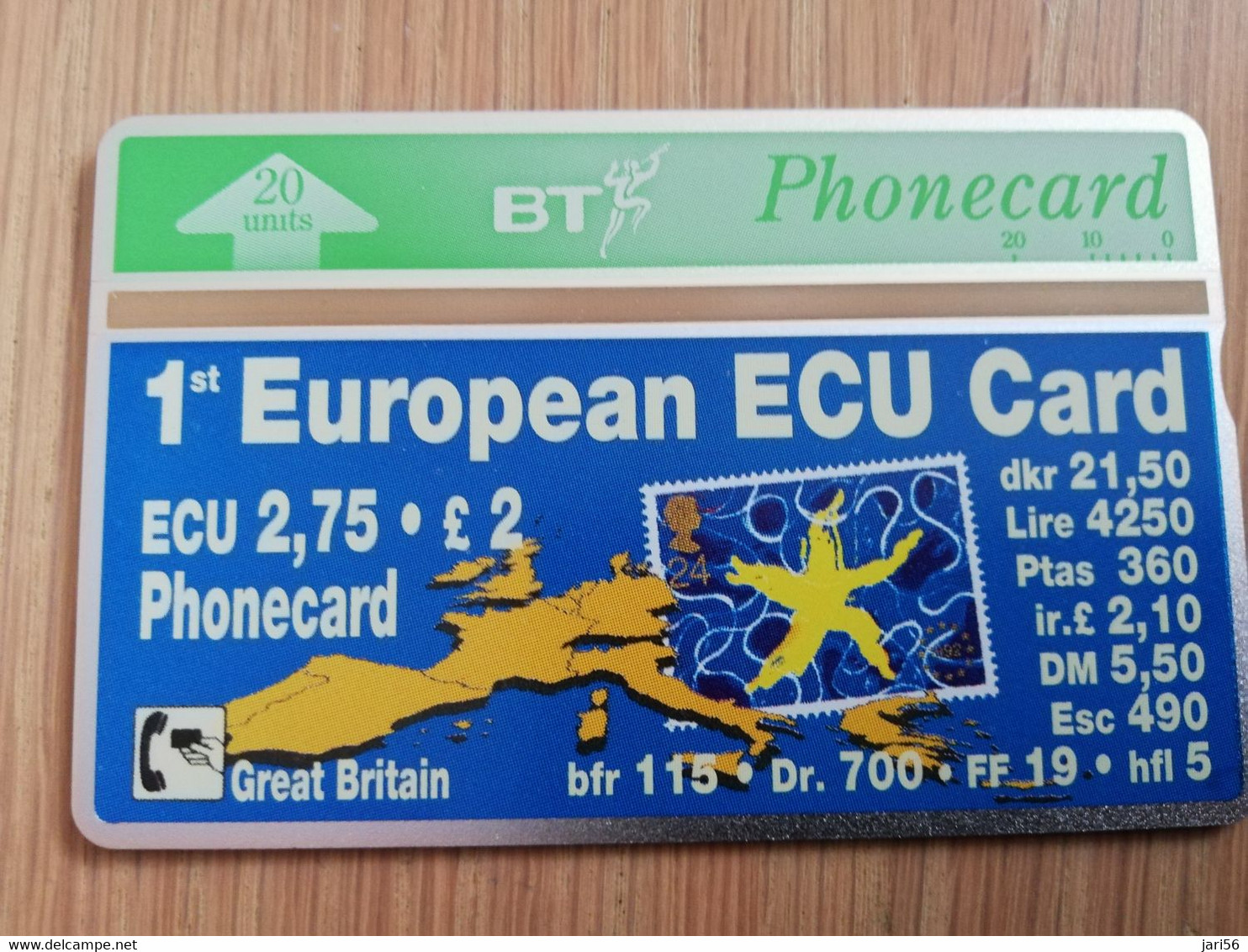 GREAT BRETAGNE  20 UNITS EUROPEAN ECU CARD    (231F)   **4285** - BT Übersee