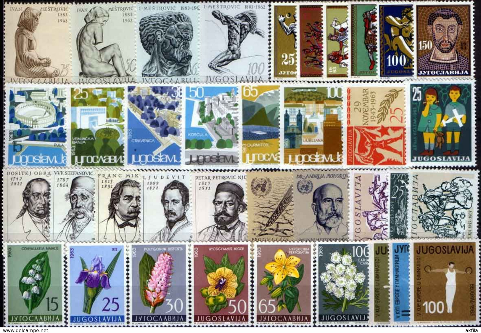 Yugoslavia 1963 Complete Year, MNH (**) Michel 1032-1068 - Années Complètes