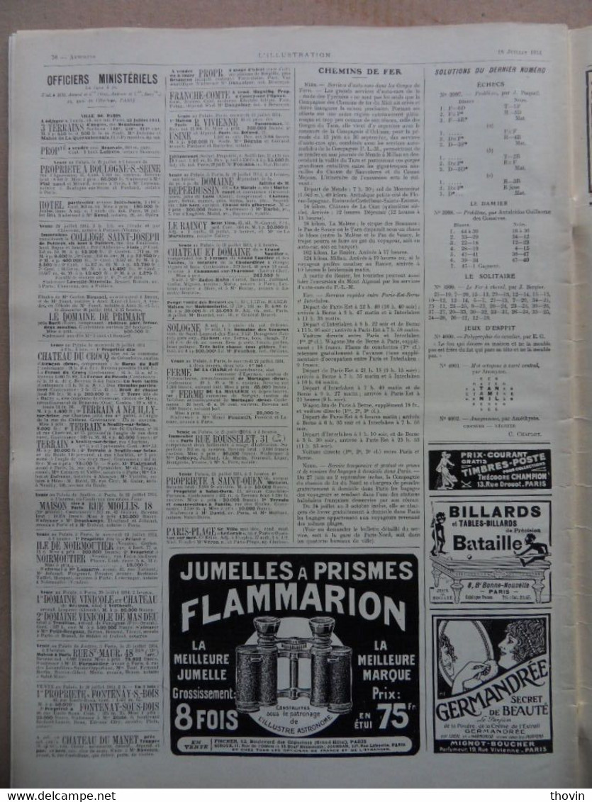 NOMBREUSES PUBLICITES-L ILLUSTRATION N°3725-18 JUILLET 1914