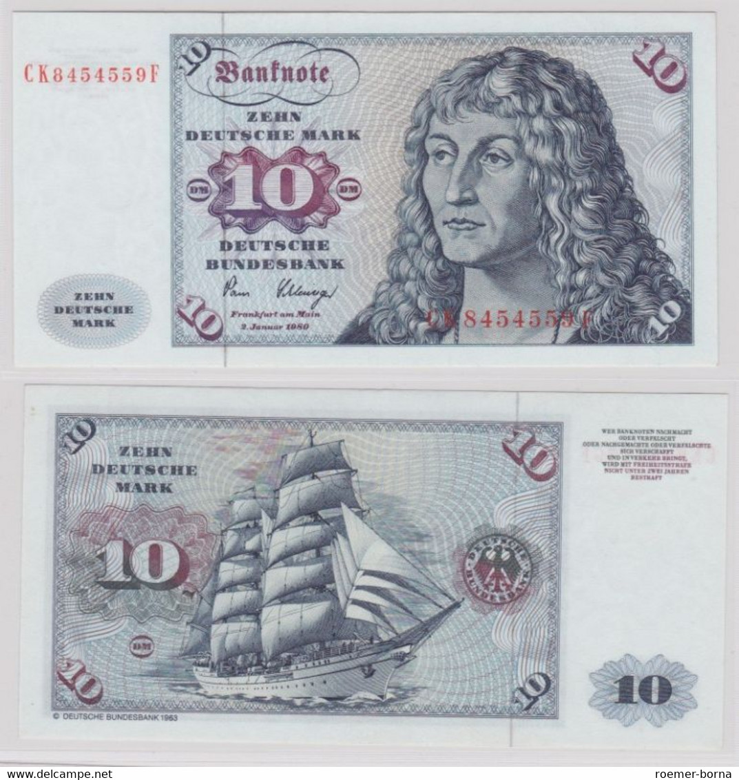 T143765 Banknote 10 DM Deutsche Mark Ro. 286a Schein 2.Jan. 1980 KN CK 8454559 J - 10 Deutsche Mark