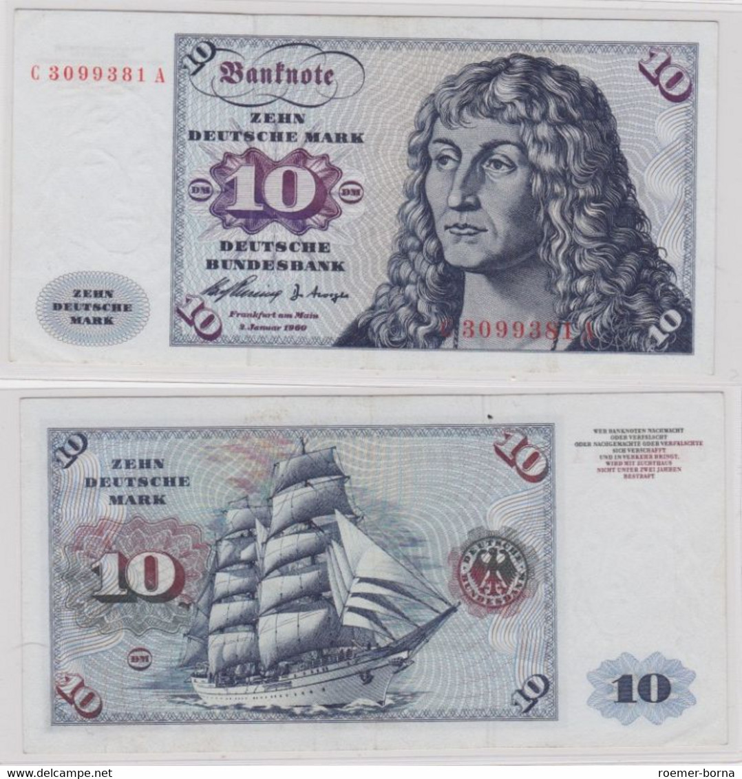 T143848 Banknote 10 DM Deutsche Mark Ro. 263a Schein 2. Jan. 1960 KN C 3099381 A - 10 DM