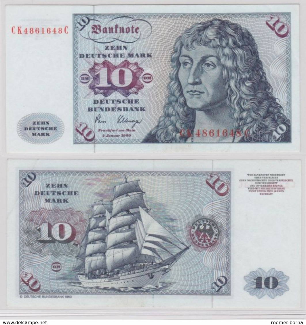 T144285 Banknote 10 DM Deutsche Mark Ro. 286a Schein 2.Jan. 1980 KN CK 4861648 C - 10 DM