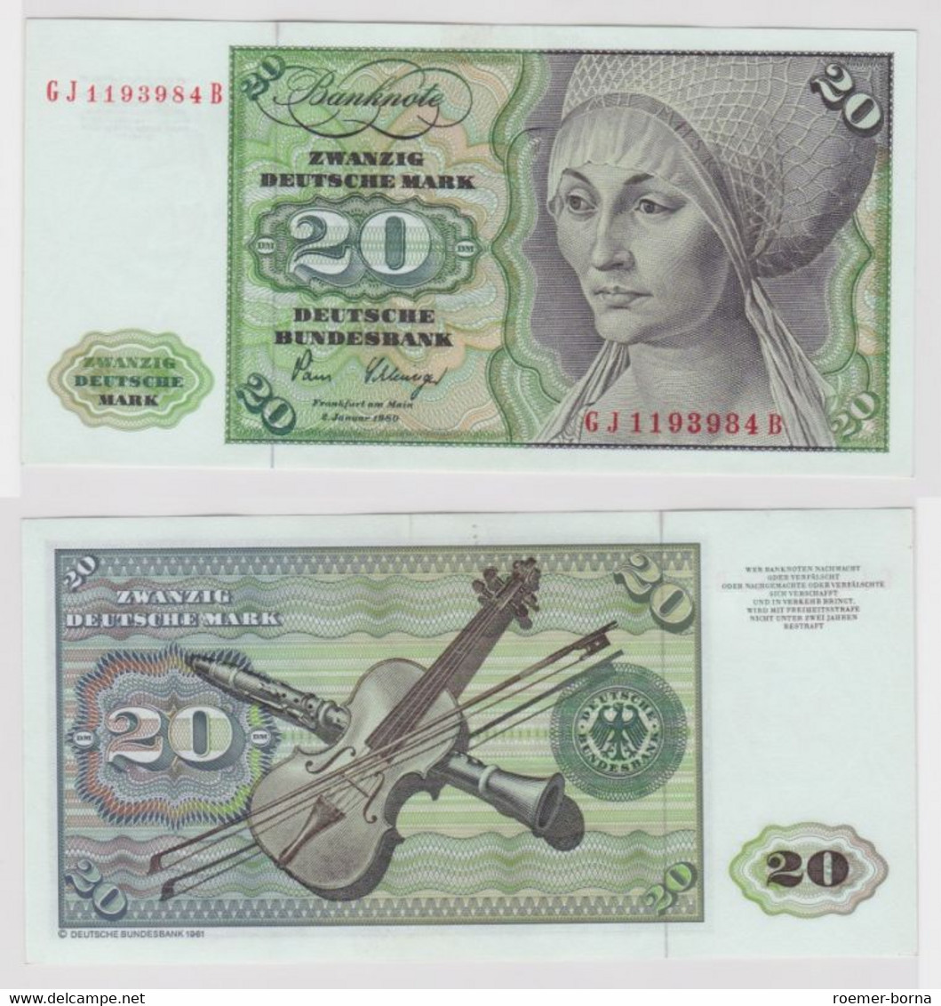 T144680 Banknote 20 DM Deutsche Mark Ro. 287a Schein 2.Jan. 1980 KN GJ 1193984 B - 20 Deutsche Mark