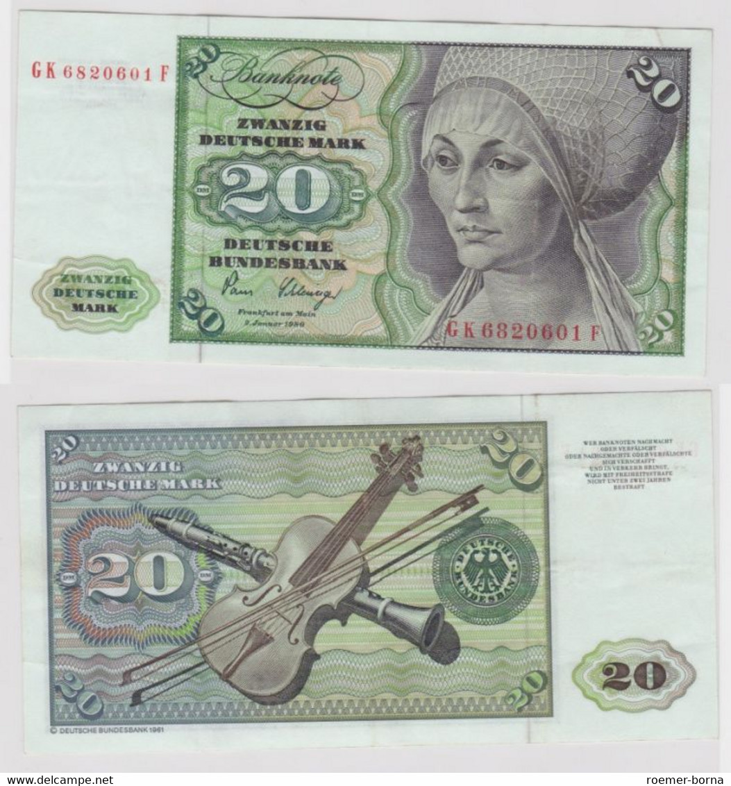 T144687 Banknote 20 DM Deutsche Mark Ro. 287a Schein 2.Jan. 1980 KN GK 6820601 F - 20 Deutsche Mark