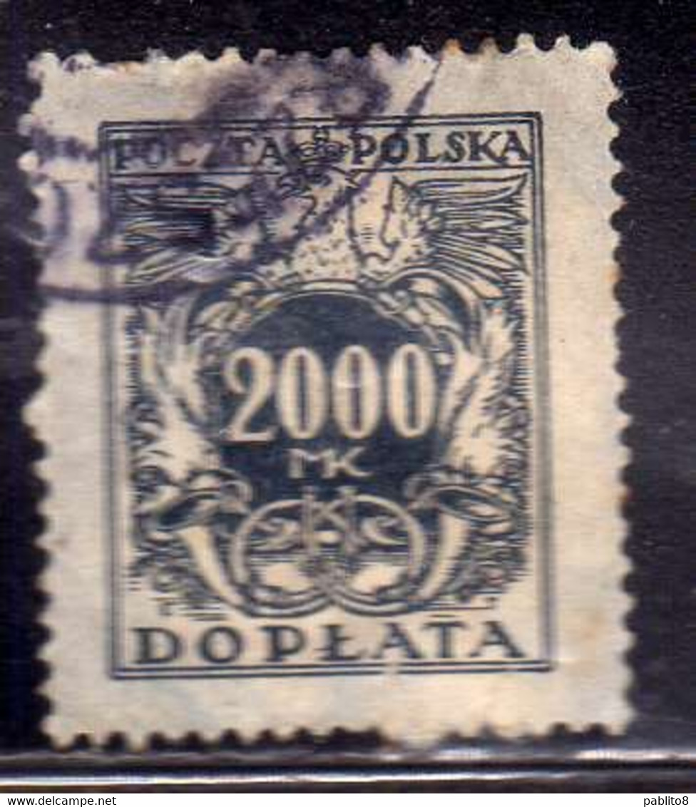 POLONIA POLAND POLSKA 1923 POSTAGE DUE STAMPS SEGNATASSE TASSE TAXE 2000m USED USATO OBLITERE' - Taxe