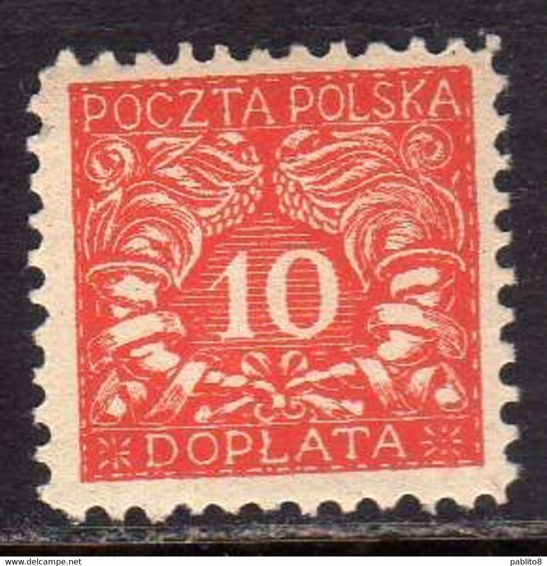 POLONIA POLAND POLSKA 1919 POSTAGE DUE STAMPS SEGNATASSE TASSE TAXE 10f MNH - Taxe