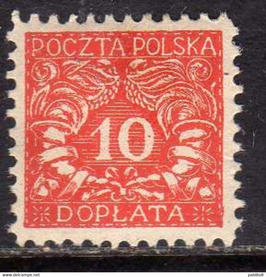 POLONIA POLAND POLSKA 1919 POSTAGE DUE STAMPS SEGNATASSE TASSE TAXE 10f MH - Taxe