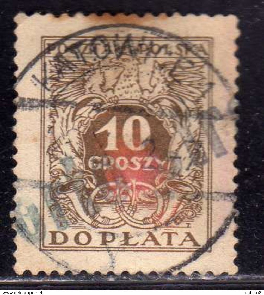 POLONIA POLAND POLSKA 1924 POSTAGE DUE STAMPS SEGNATASSE TASSE TAXE 10g USED USATO OBLITERE' - Postage Due