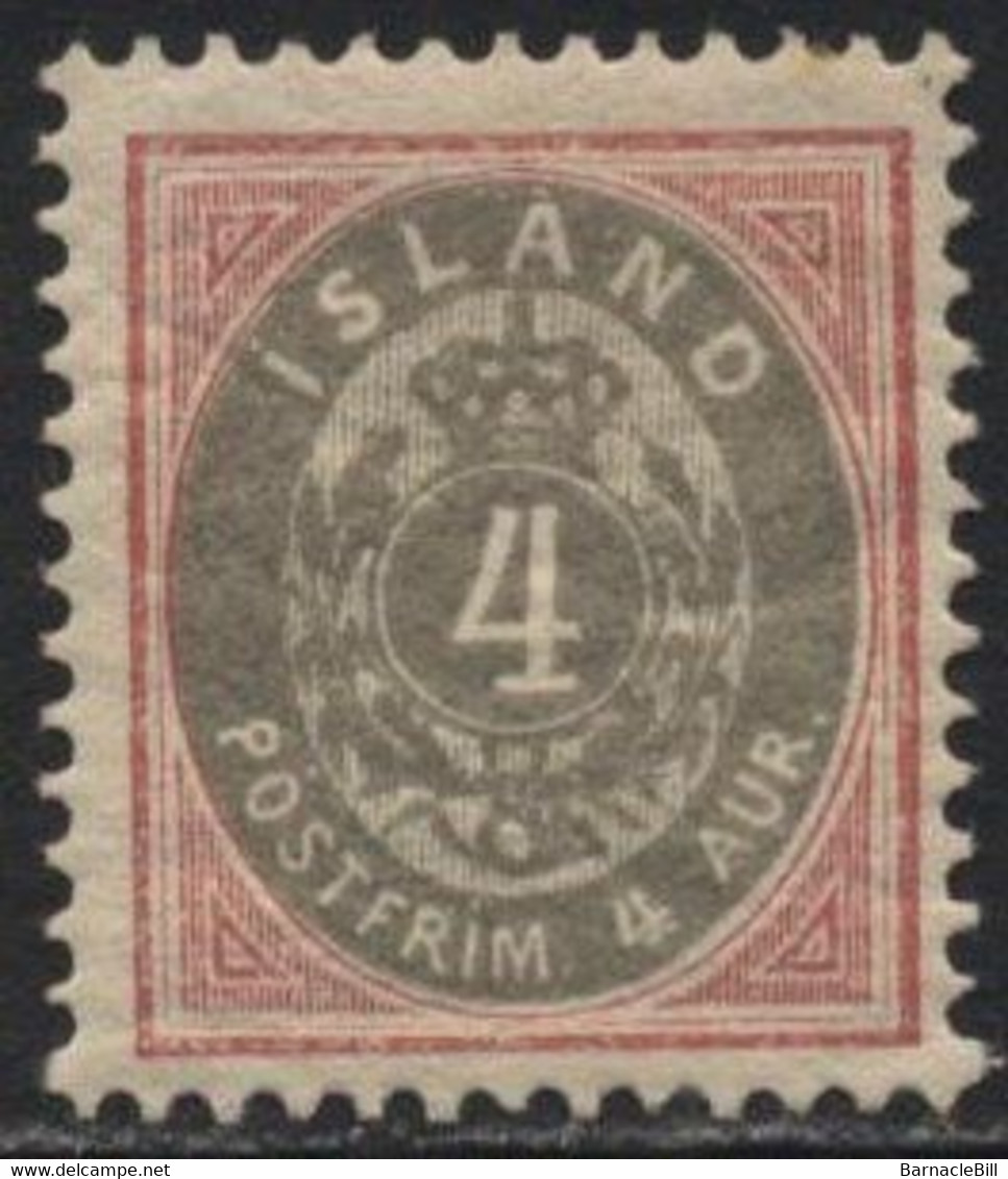 Iceland (02) 1896 4a. Grey & Red. P12½. Mint. Hinged - Sonstige & Ohne Zuordnung