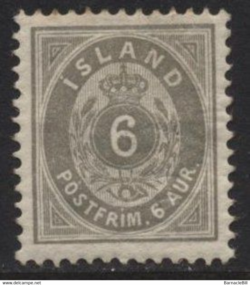 Iceland (04) 1896 6a. Grey. P12½. Mint. Hinged - Otros & Sin Clasificación