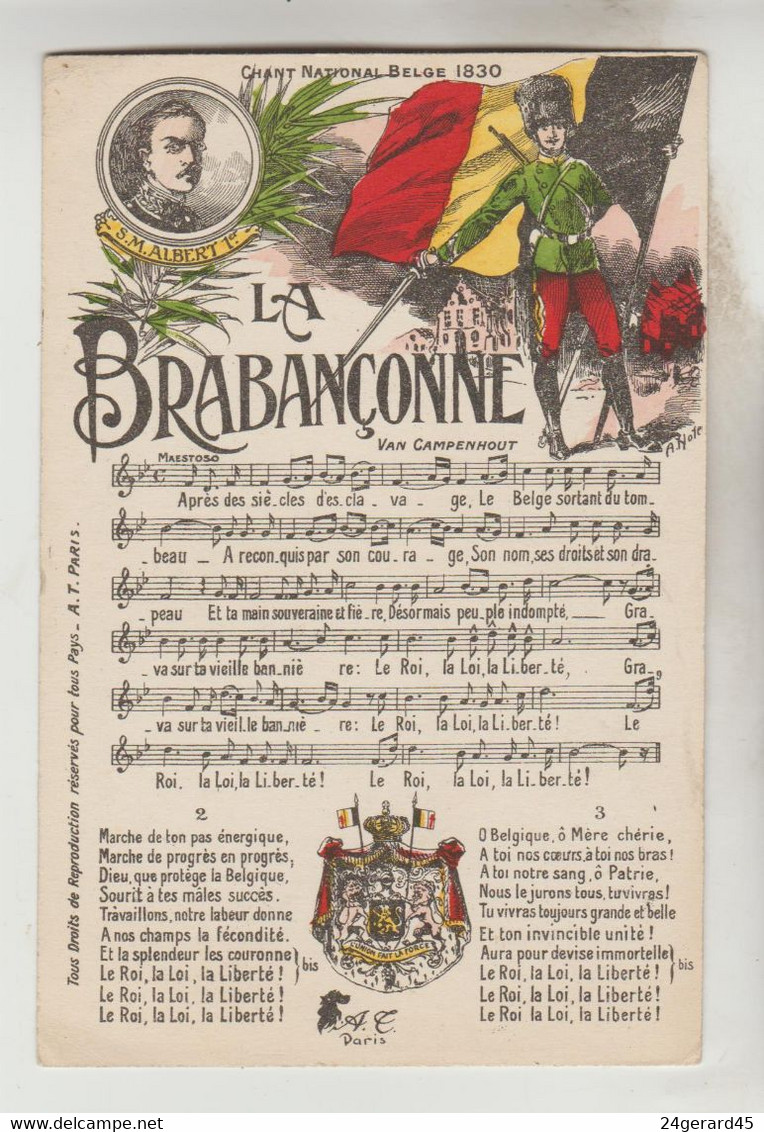 CPA MILITARIA GUERRE 1914-18 - Chant National Belge "LA BRABANCONNE" - War 1914-18