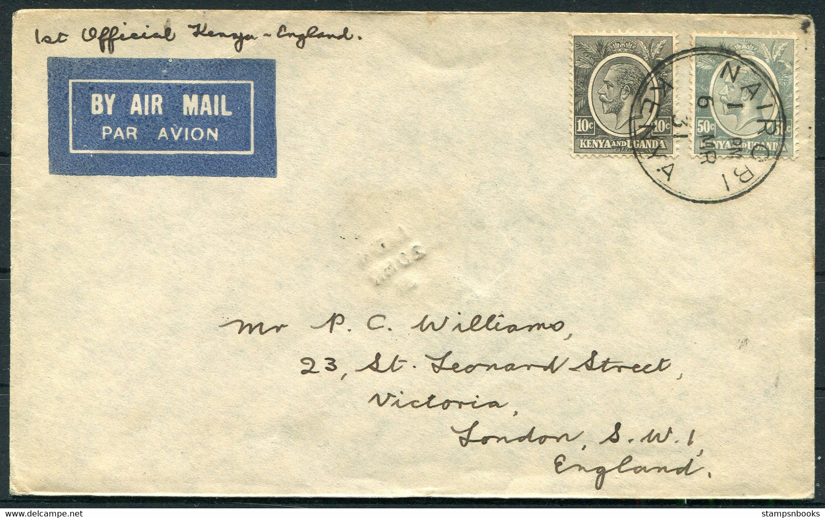 1931 Kenya / England Imperial Airways First Flight Cover Nairobi - London - Kenya & Oeganda