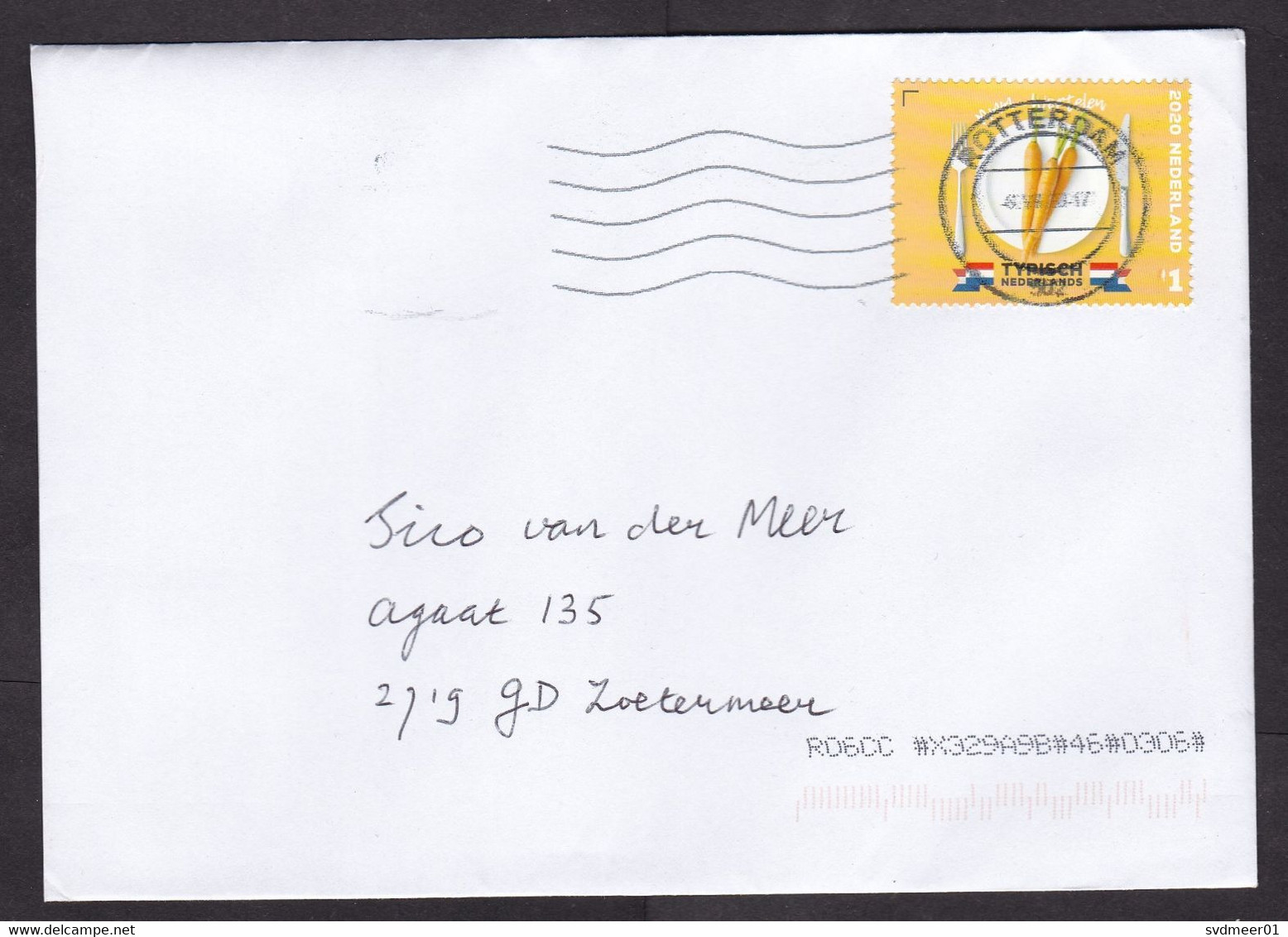 Netherlands: Cover, 2020, 1 Stamp, National Food Tradition, Carrots, Vegetable (traces Of Use) - Lettres & Documents