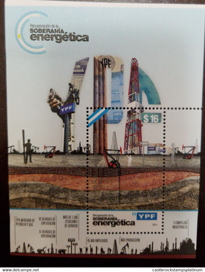 A) 2014, ARGENTINA, OIL INDUSTRY, ODD SHAPE, RECOVERY OF ENERGY SOVEREIGNTY, SOUVEIR SHEET - Sonstige & Ohne Zuordnung