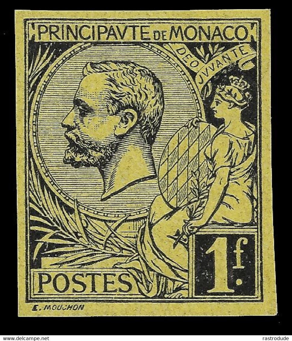 1891 MONACO ALBERT I 1 FRANC NON DENTELE  - Yv. 20b Cat. €350 - TB - Neufs