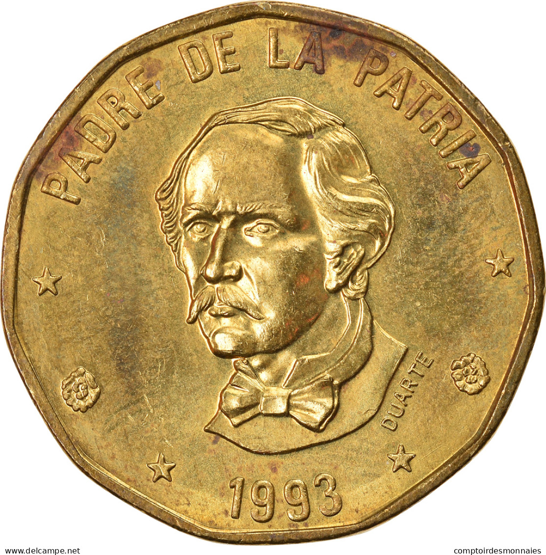 Monnaie, Dominican Republic, Peso, 1993, SUP, Laiton, KM:80.2 - Dominicana