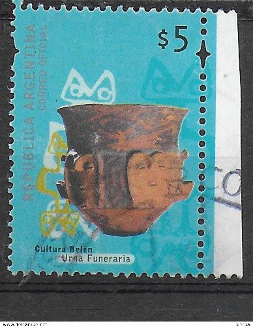 ARGENTINA - 2000 - ARCHEOLOGIA - URNA FUNERARIA -$5 - USATO (YVERT 2191 - MICHEL 2598I) - Used Stamps