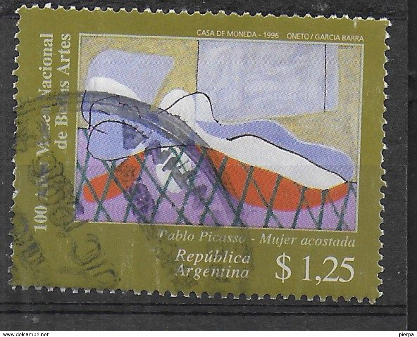 ARGENTINA - 1996 - P.PICASSO - FEMMINA ADDORMENTATA - $1,25 - USATO (YVERT 1951 - MICHEL 2334) - Used Stamps