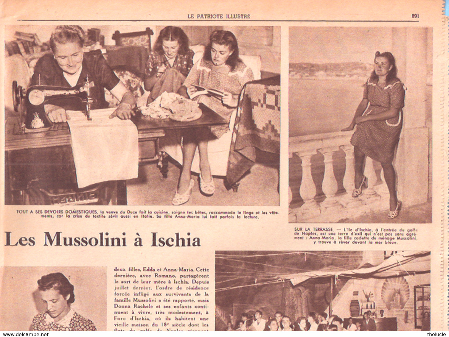 Italia-Italie-Donna Rachele,Anna-Maria,Romano Mussolini, Veuve Et Enfants De Benito à Ischia-Patriote Illustré-10/1946 - 1900 - 1949